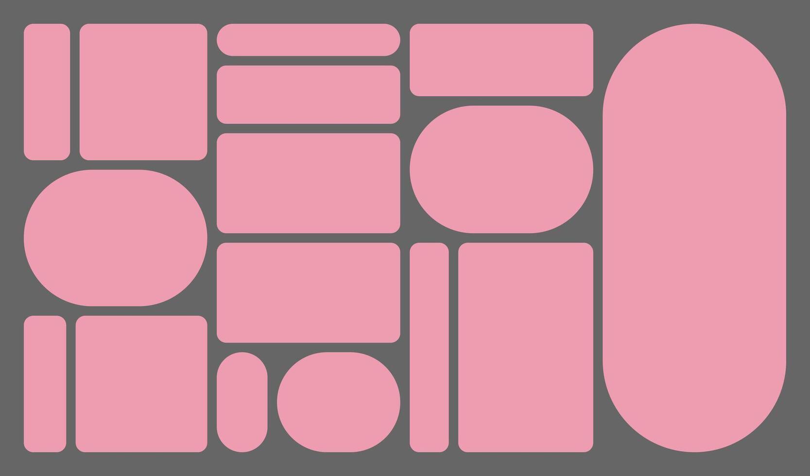 Dimensions 16x9 Trendy bento grid layout style brick Ui UX templates. Web comic grids, rounded corners. Different panel layouts with y2k and brutal shapes tiles Different sizes illustration vector