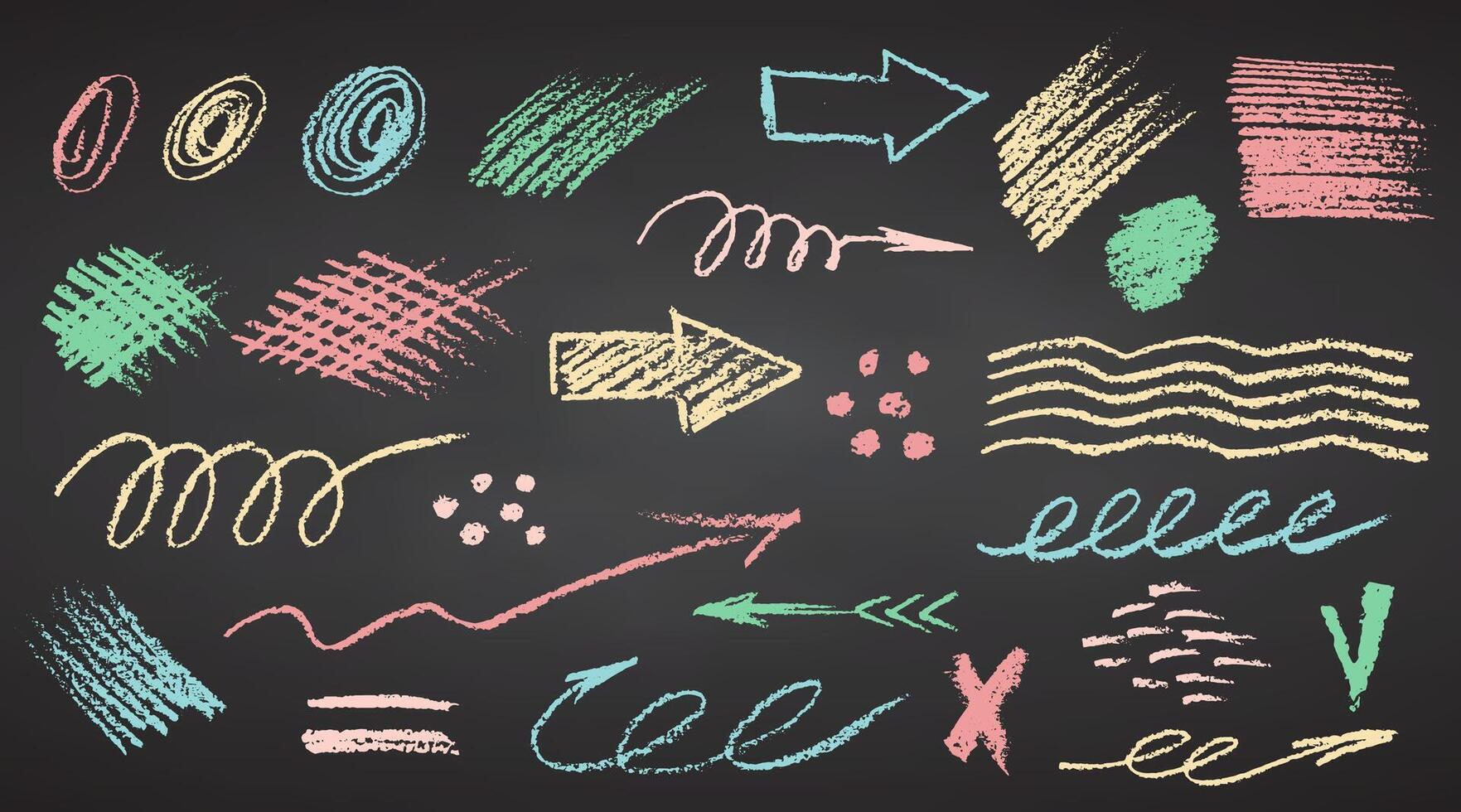 Chalk drawing set on blackboard illustration vector