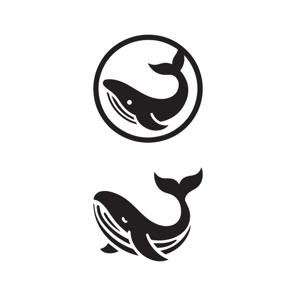 Set of whale logo icon . Fish logo concept. vector