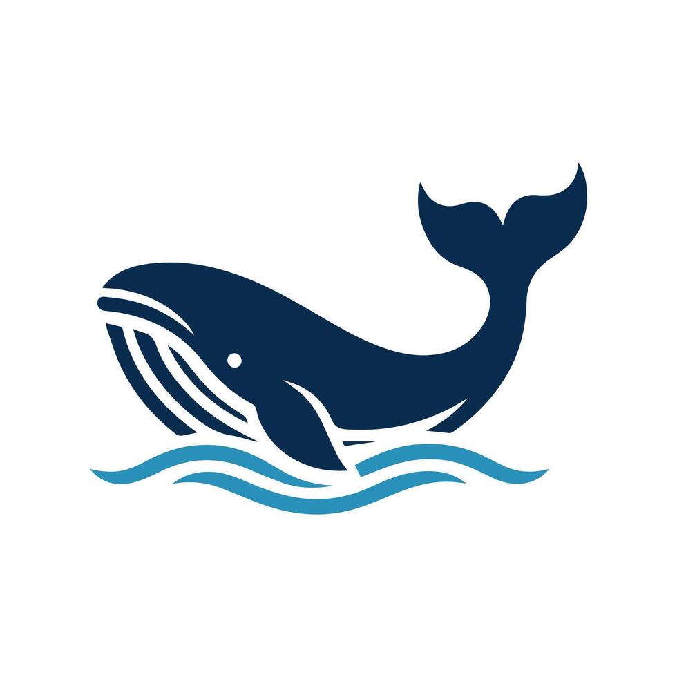 Blue whale with waves logo icon vector