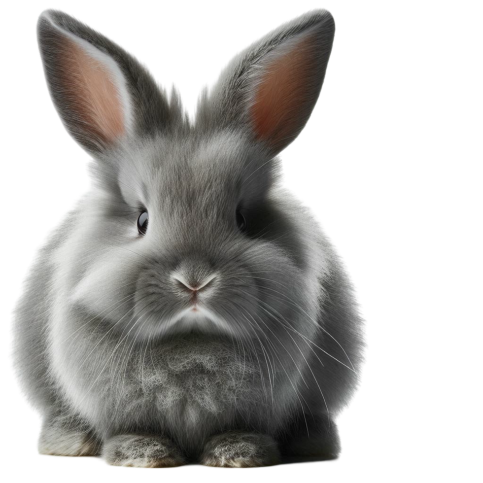Fluffy Adorable Grey Rabbit png