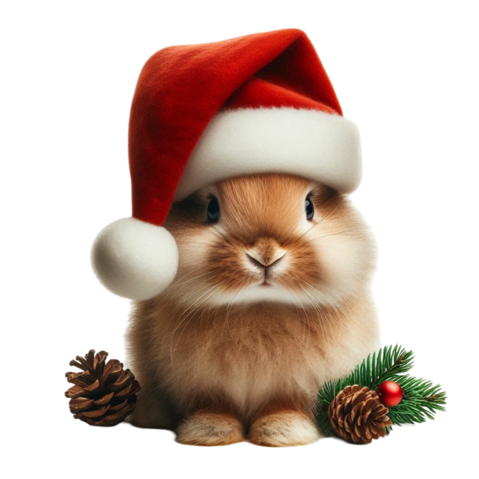 Santa Bunny with Pinecone png