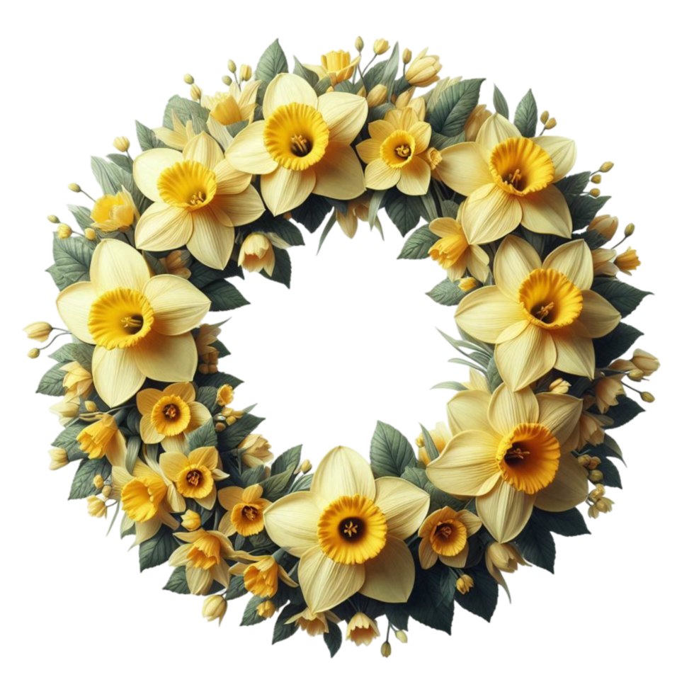 Daffodil Floral Wreath png