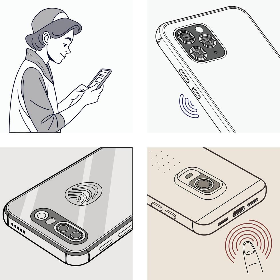 Line Art Smartphone Illustrations vector
