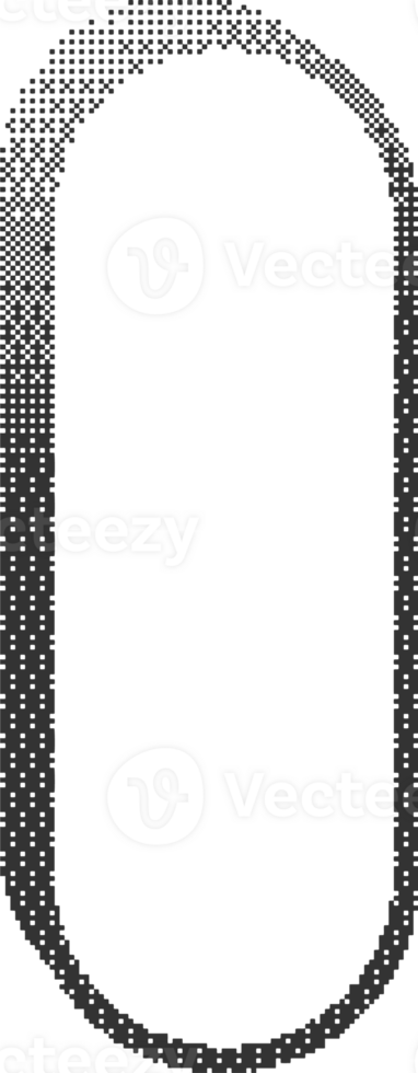 Pixel pattern frame. Bitmap arch window. Noisy arcade game gradient arc. Dotted dither graphic element. Geometric halftone abstract border png