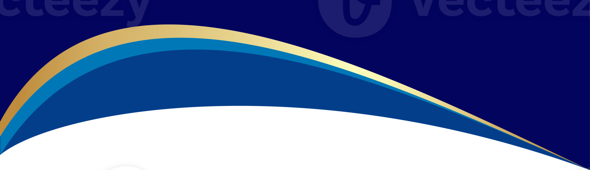 Border shape for banner design. Blue header with golden line. Abstract bottom for web page. Curved divider template. Wavy horizontal separator png