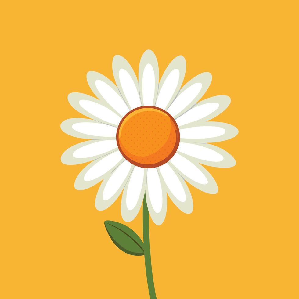 A daisy on a yellow background with an orange center vector