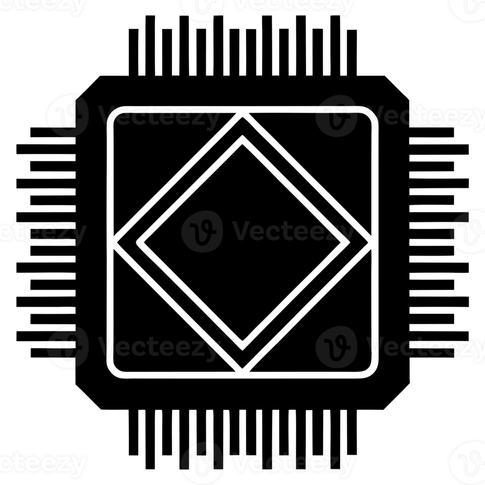A geometric design features a symmetrical pattern reminiscent of a microchip, with lines extending outward like pins cutouts png