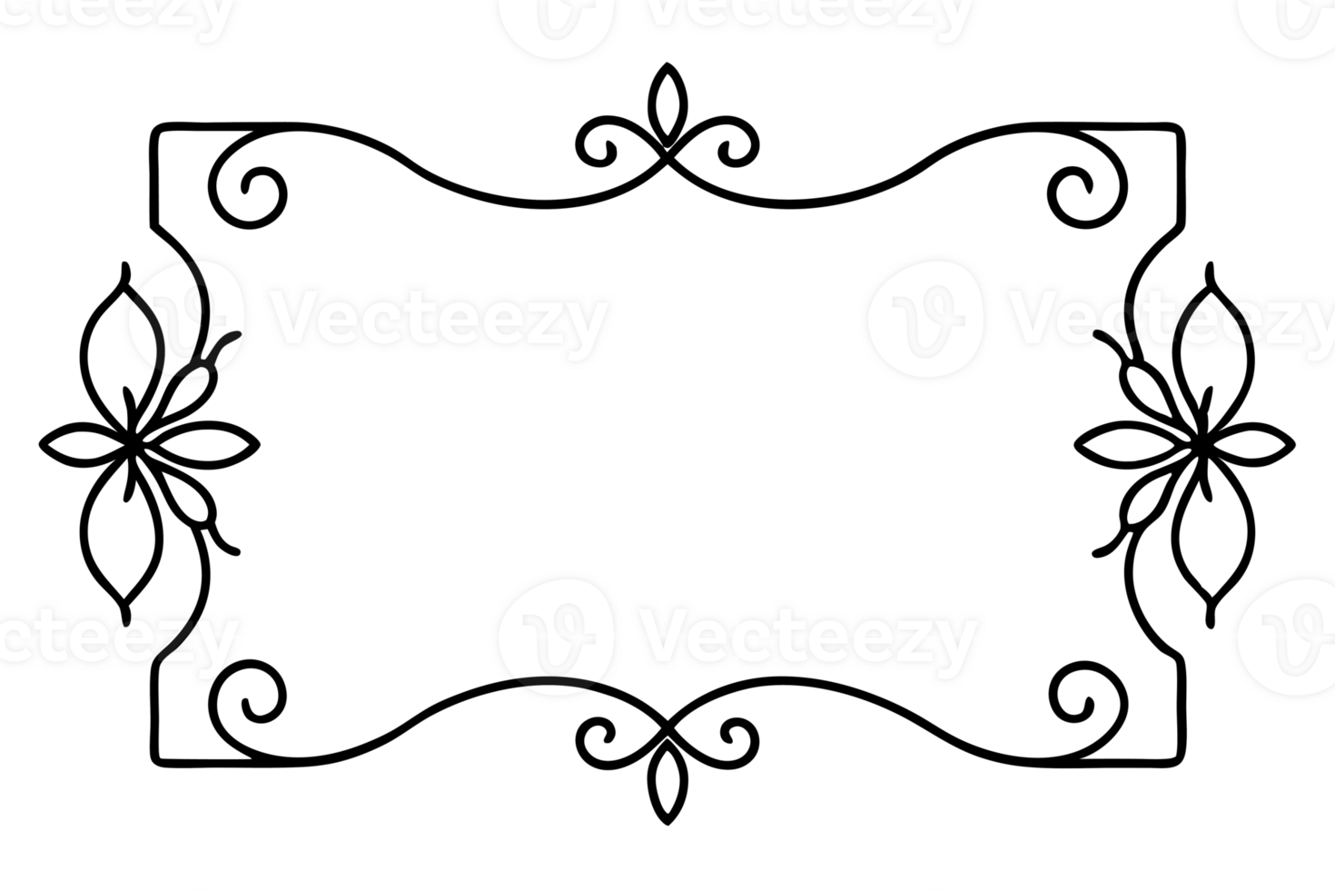 A black border features elegant swirls and floral motifs framing a rectangular space cutouts png