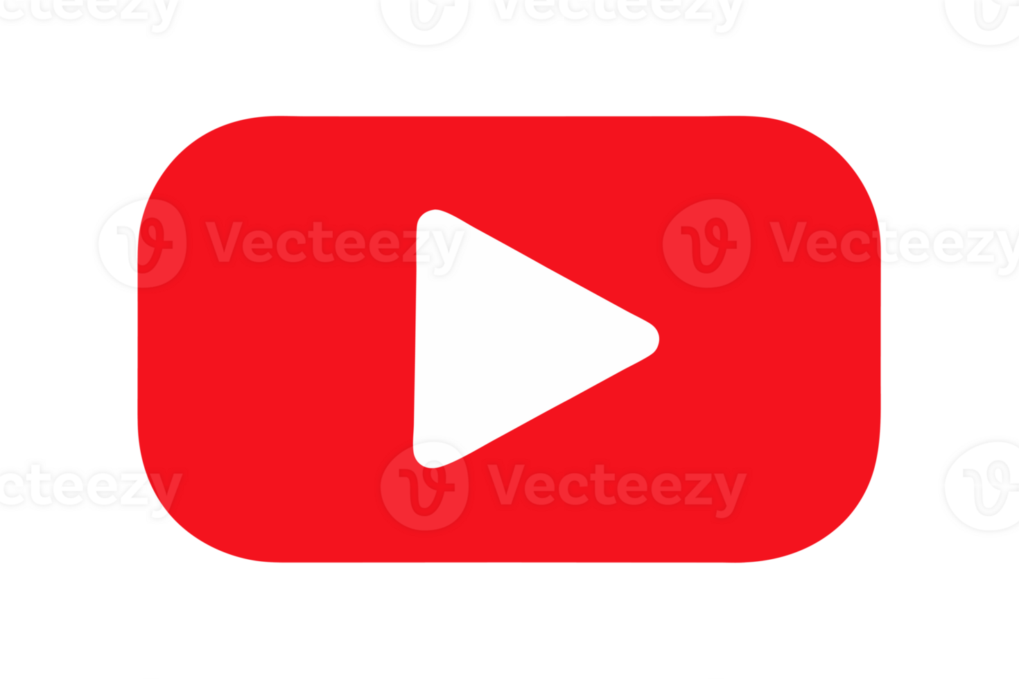 A red rounded rectangle features a white play button in the center, symbolizing a well-known video-sharing platform cutouts png