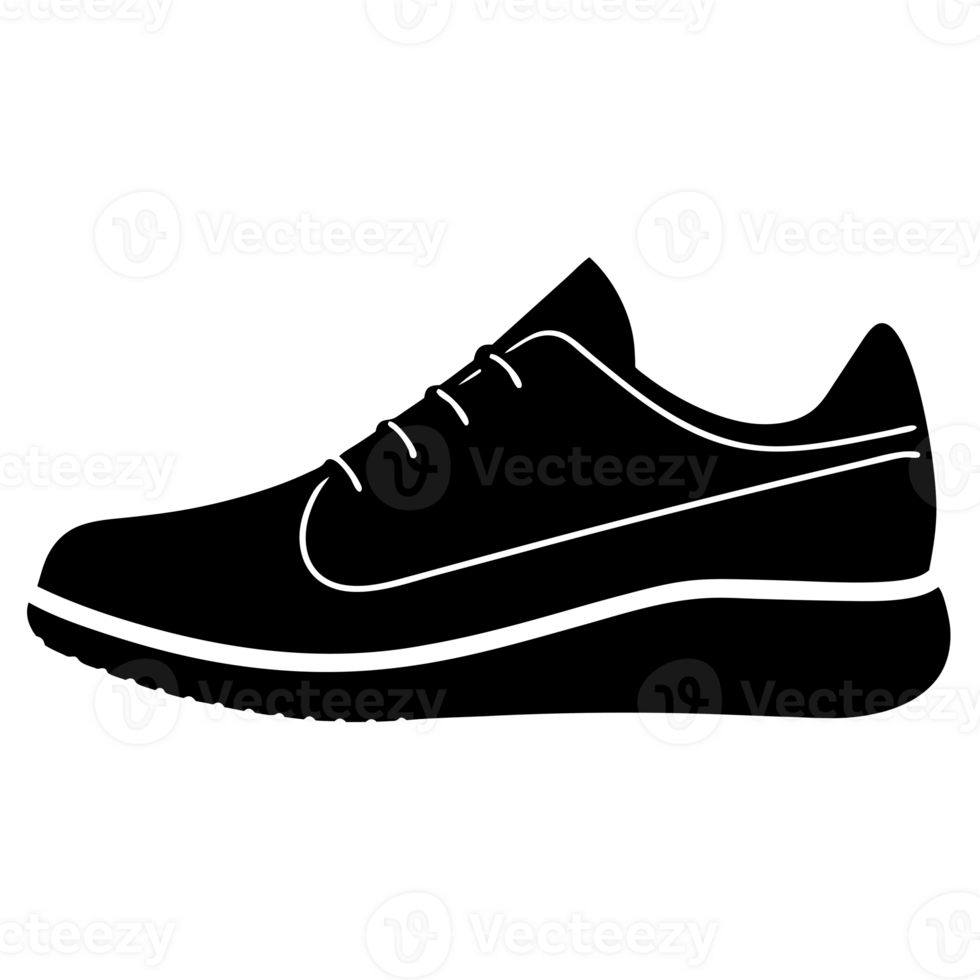 A silhouette of a sneaker is displayed with clean lines and a simple design cutouts png