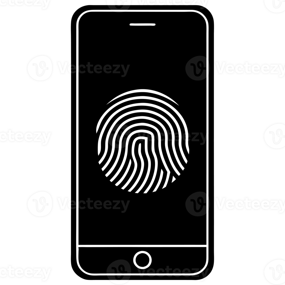 a smartphone features a prominent fingerprint icon on its screen cutouts png