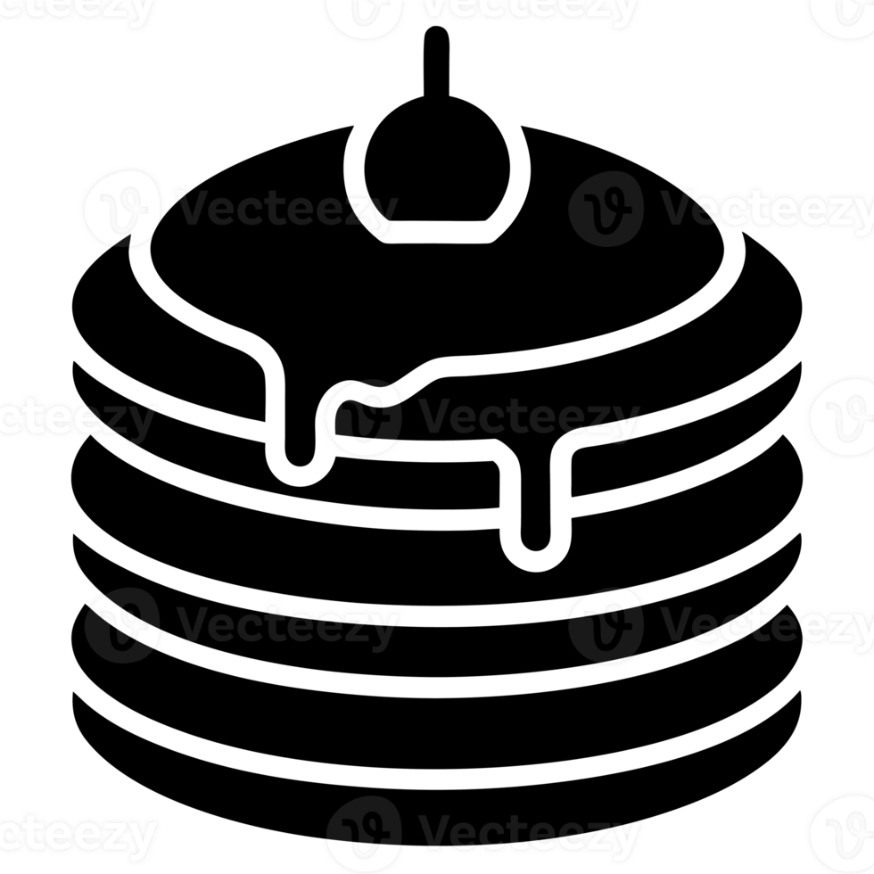 A stack of pancakes is depicted in a simple black silhouette style, cutouts png