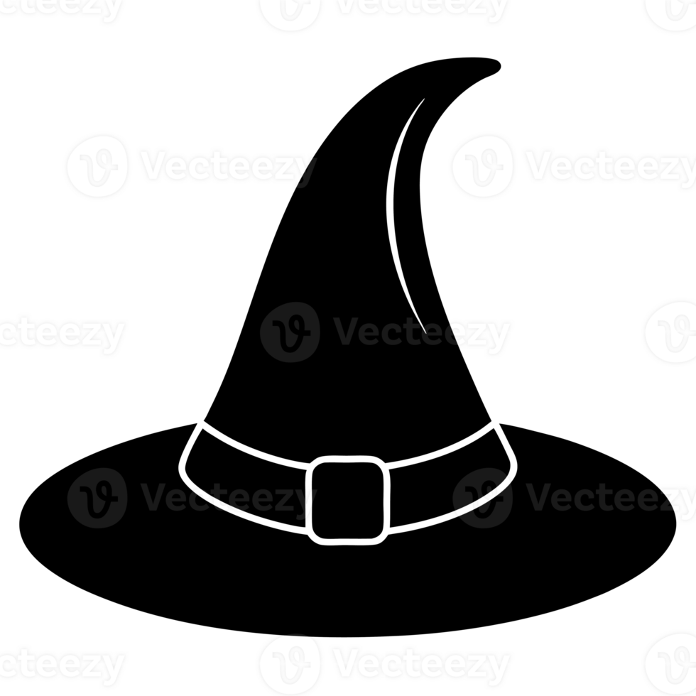 A black silhouette of a classic witch's hat cutouts png