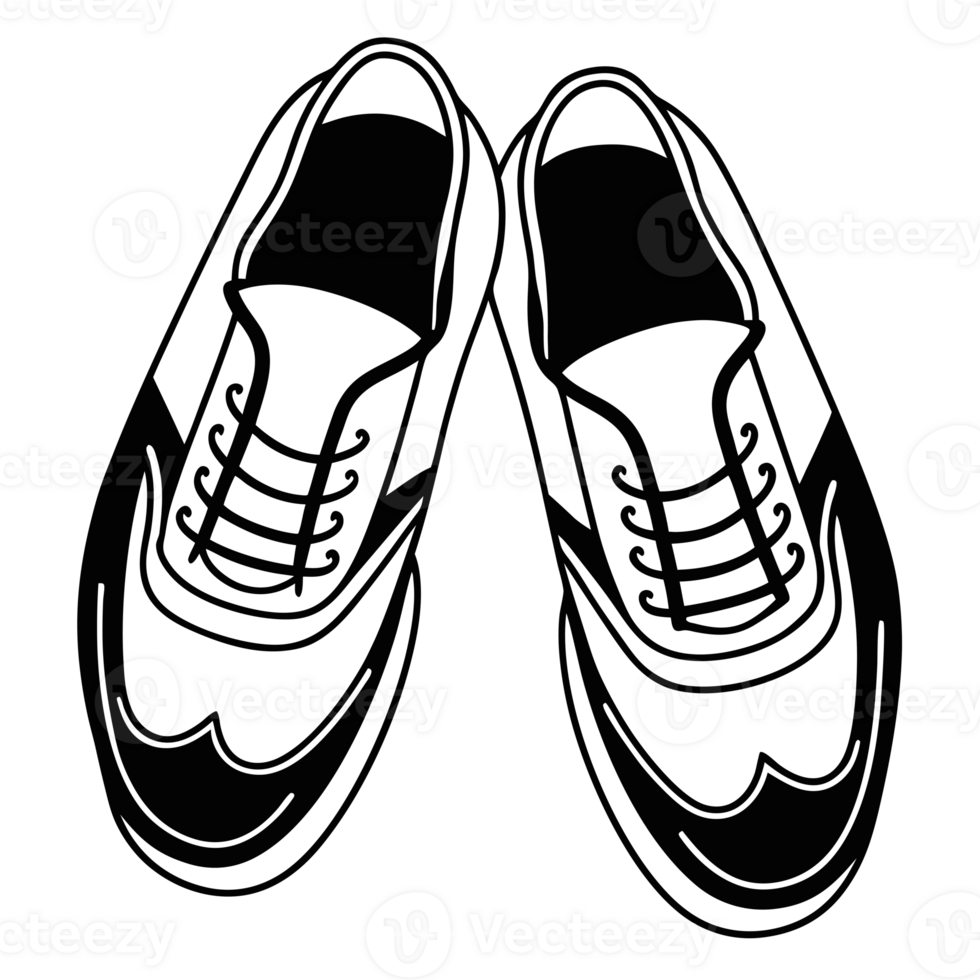 Two neatly drawn shoes are depicted with a classic design featuring laces and decorative detailing cutouts png