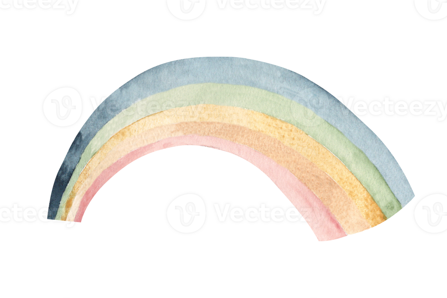 Colored rainbow in pastel colors. Watercolor hand drawn illustration. Design for kids, greeting cards and nursery posters. png