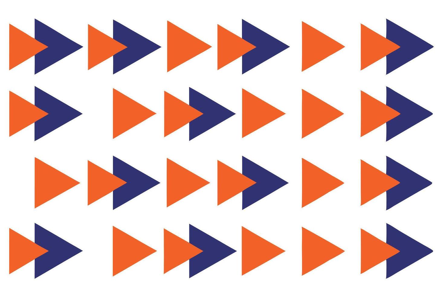 A Abstract geometric pattern of alternating orange and navy blue triangles. vector
