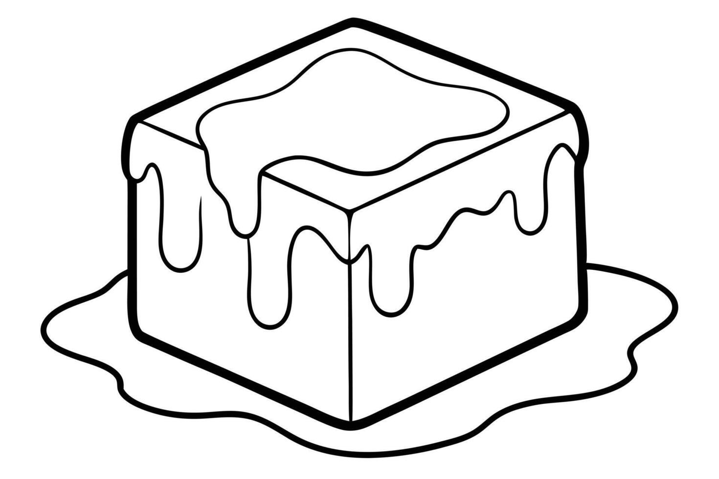 Simple black and white illustration of a dripping ice slice vector