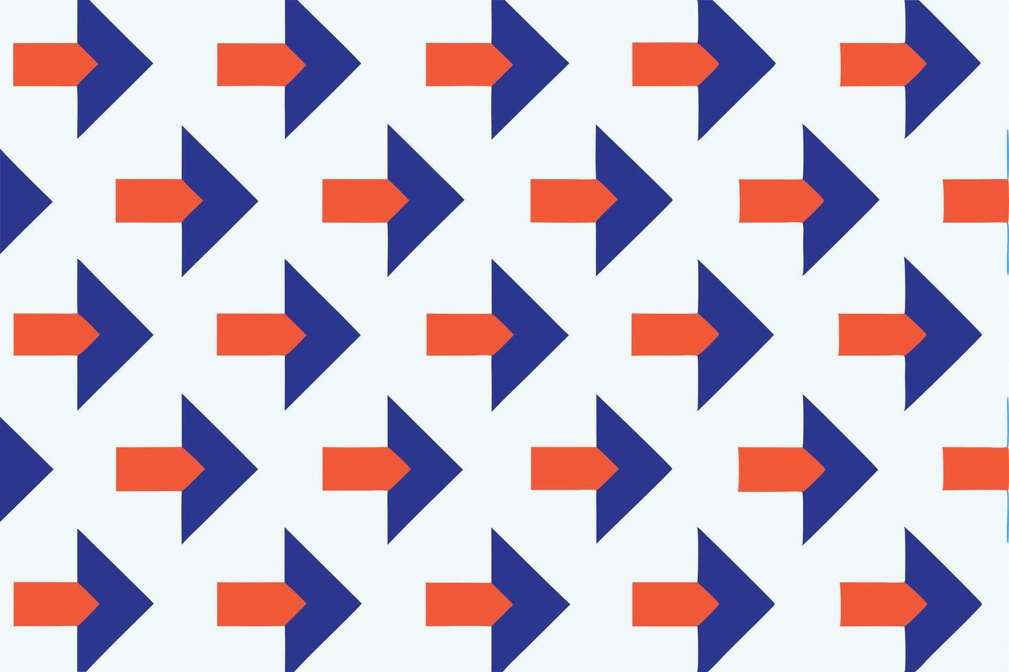Abstract geometric pattern of alternating orange and navy blue triangles. vector