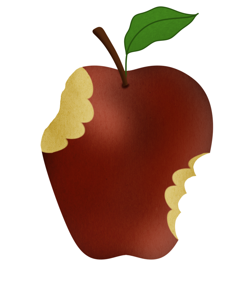 An apple with a bite out of it png