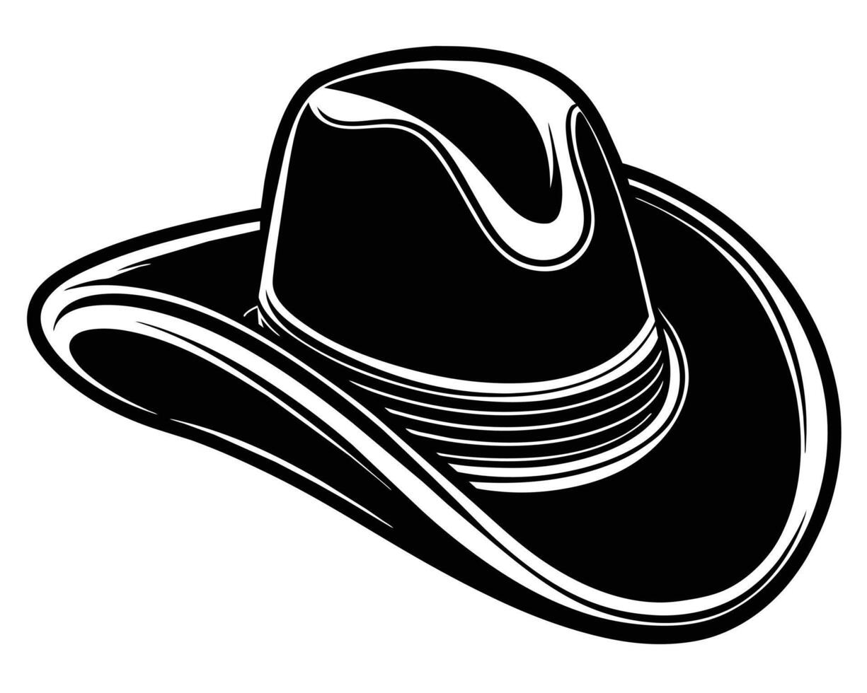 Stylish black and white cowboy hat graphic design. vector
