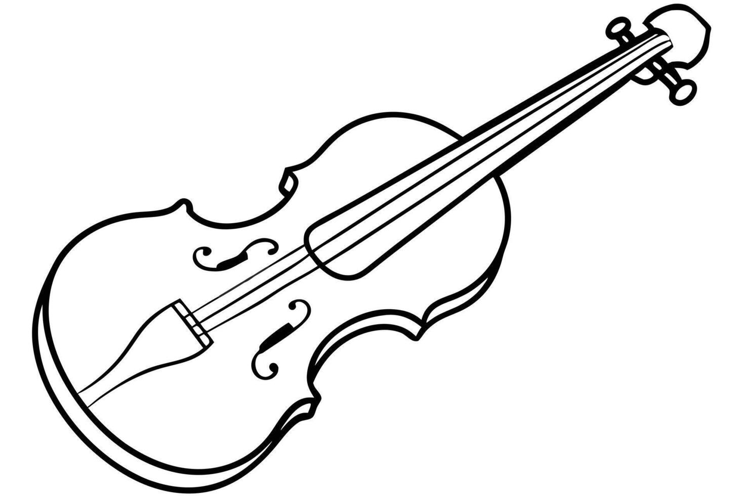 Simple Black and White Violin Illustration vector