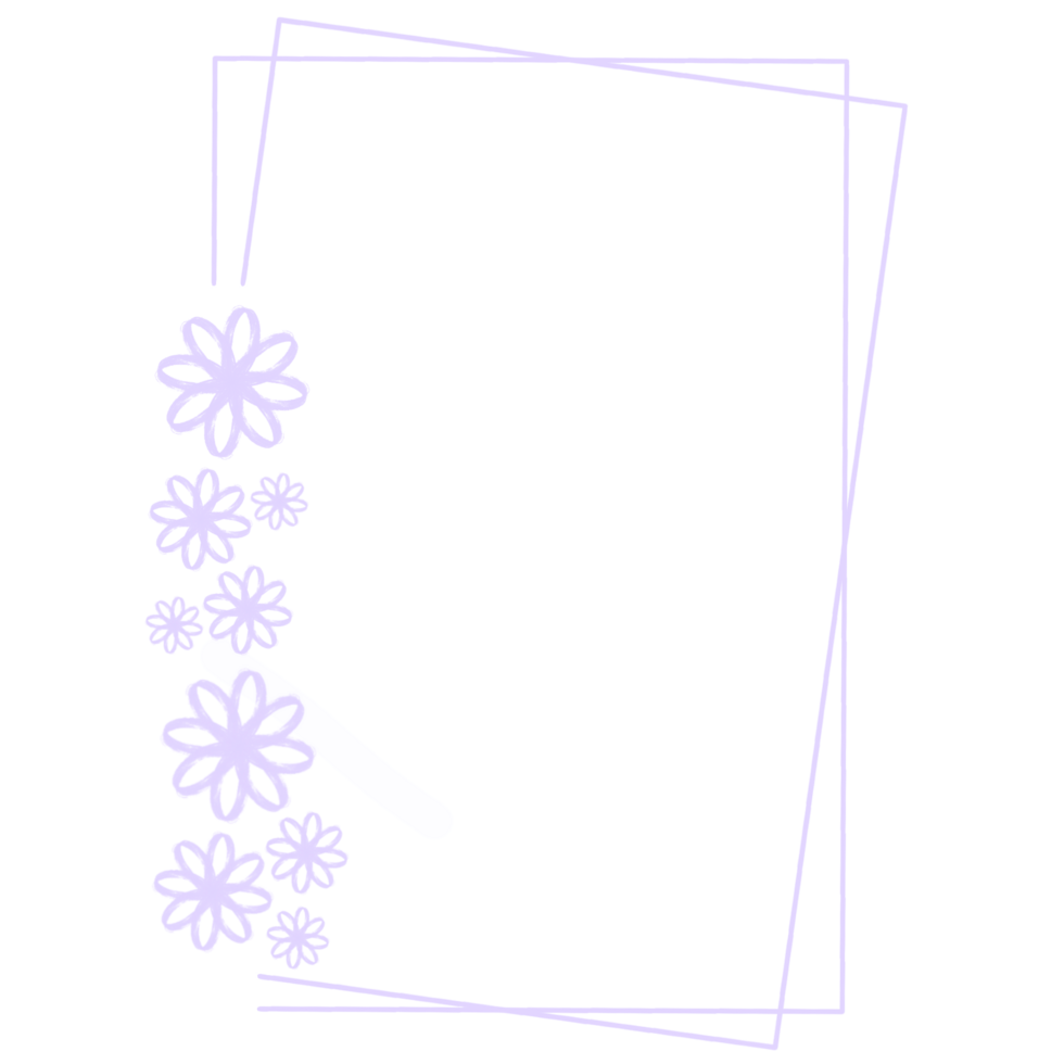Purple rectangle frame with a flower pattern, on a transparent background png