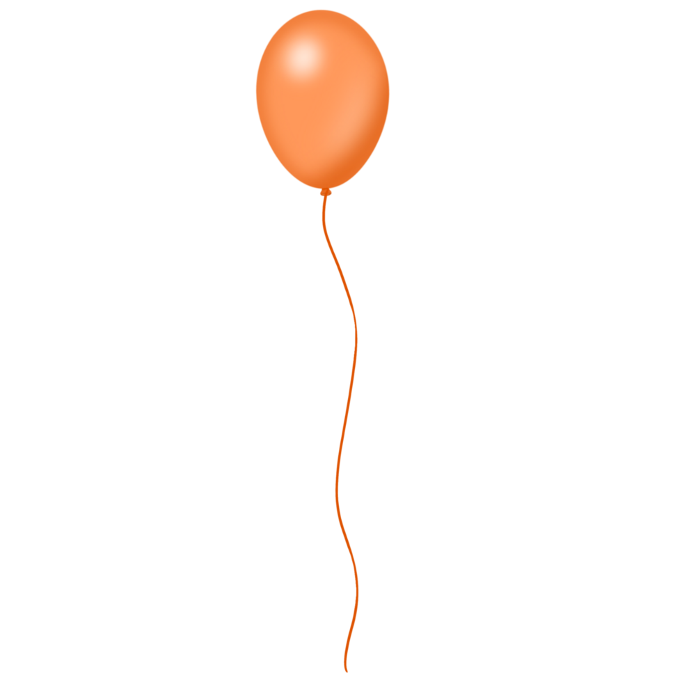 Orange balloon on a string, Isolated on a transparent background png