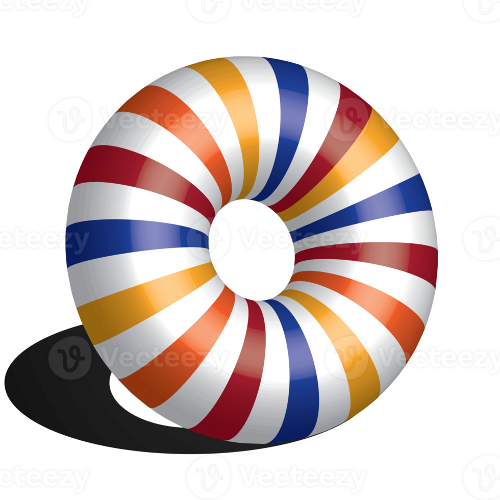 Colorful 3D patterned Donut sphere design elements.Striped 3d circle. png