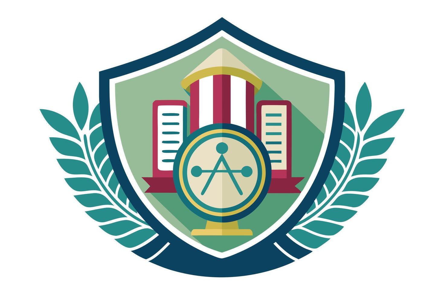 Colorful Shield Logo with Wings and Laurel Wreath vector