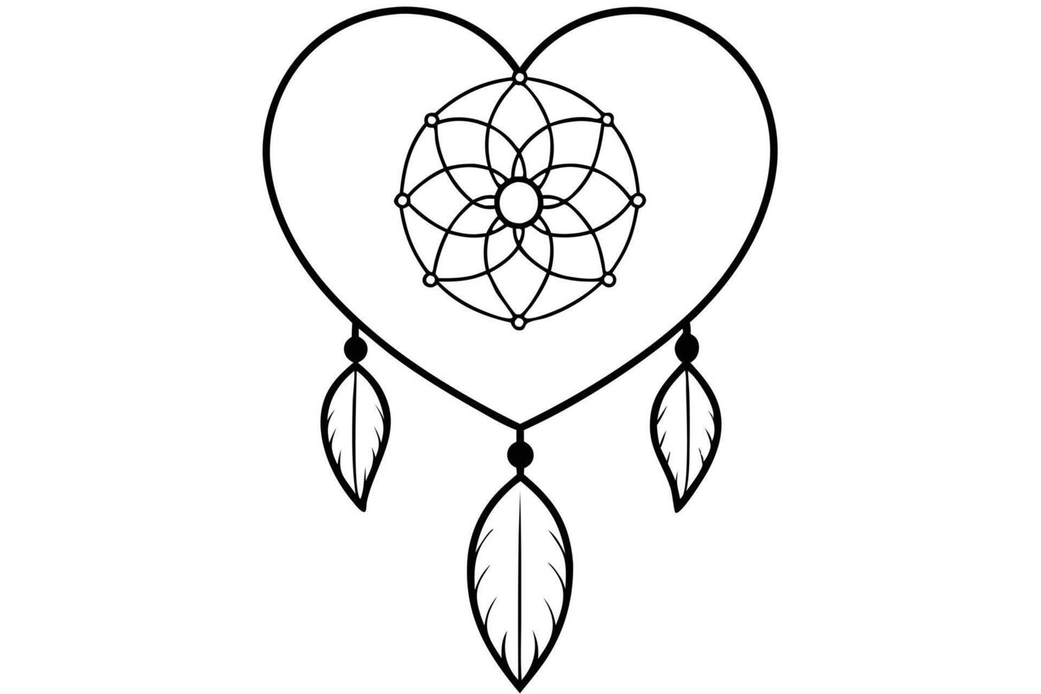 A Heart-shaped dreamcatcher graphic design vector