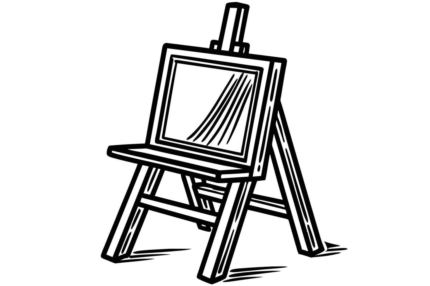A Hand-drawn illustration of a wooden artist's easel. vector