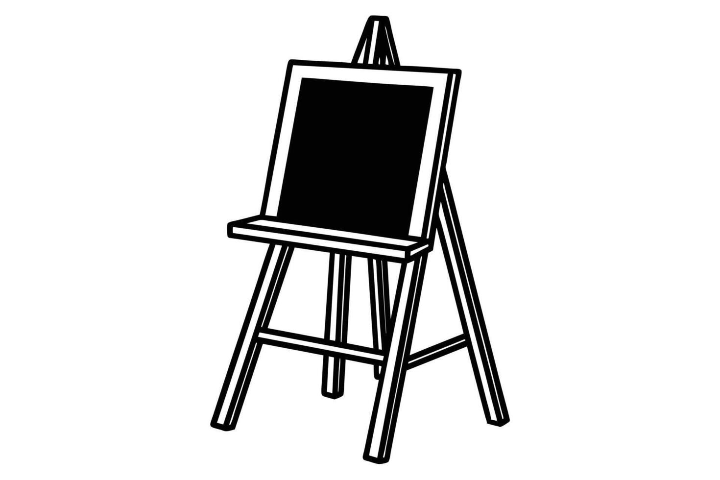 Hand-drawn illustration of a wooden artist's easel. vector