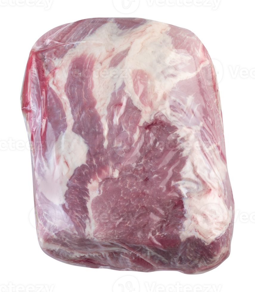 Red meat wrapped in plastic cut out isolated transparent background png