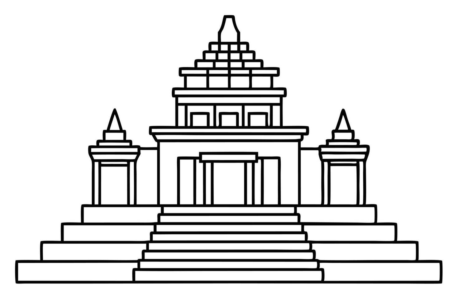 Elegant Line Drawing of a Khmer Temple vector