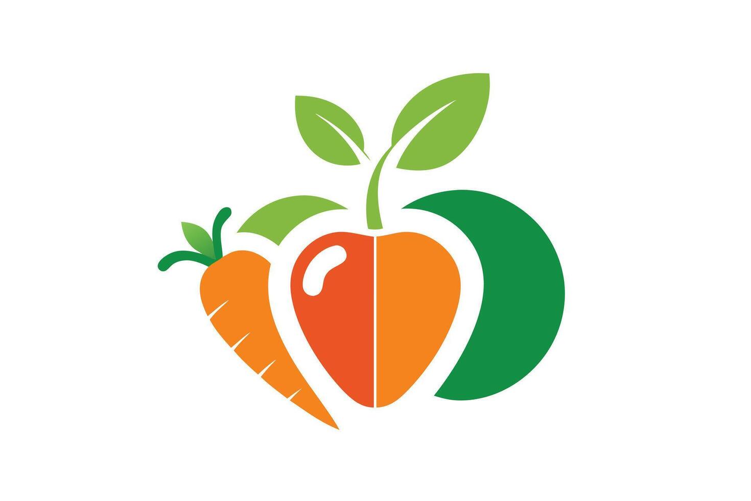 Vibrant logo design featuring a healthy heart-shaped fruit and vegetable combination. vector