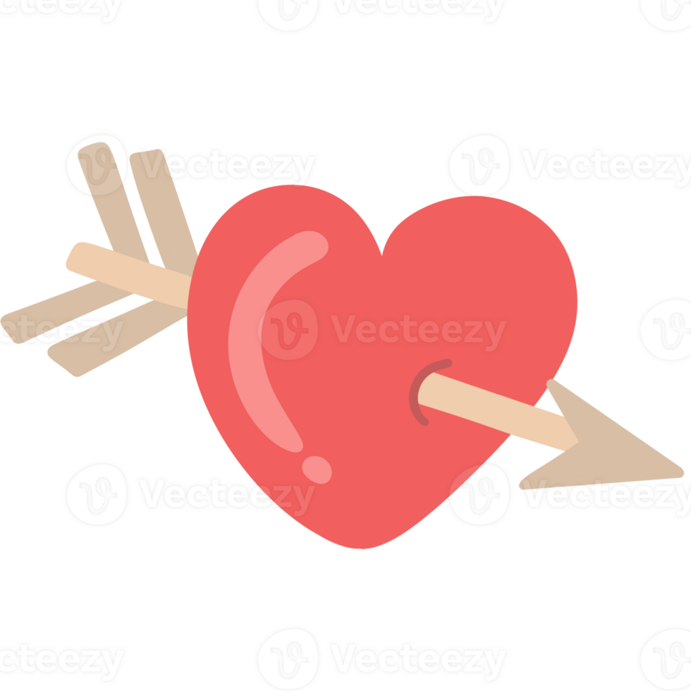 A red heart with an arrow piercing through the center. png