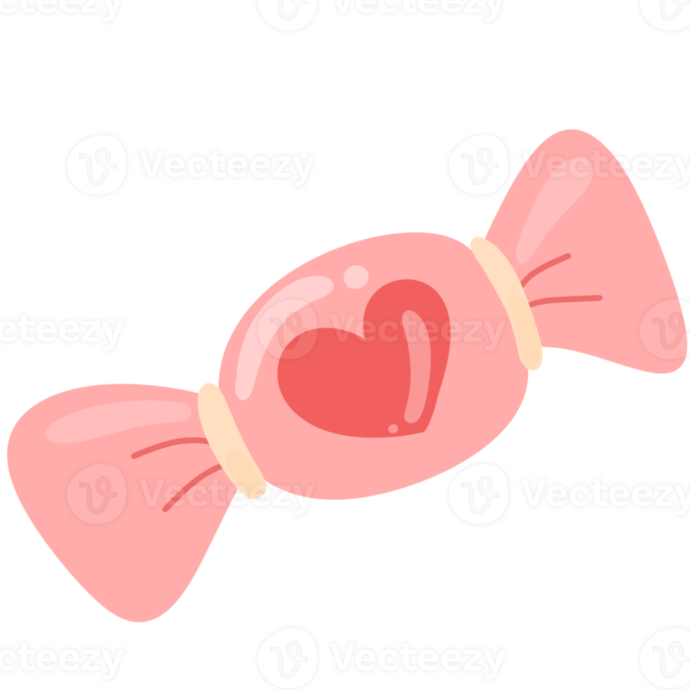 A cute pink candy with a heart pattern in the center. png