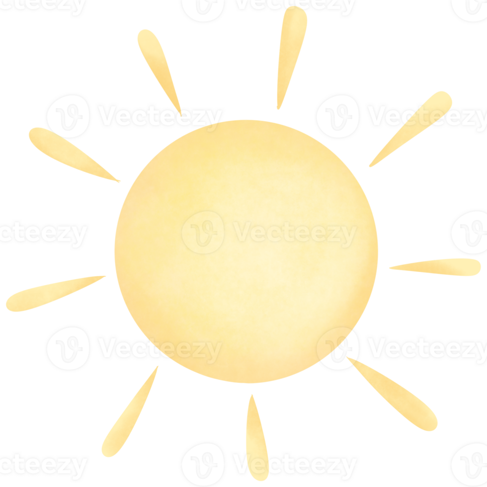 Yellow watercolor sun png