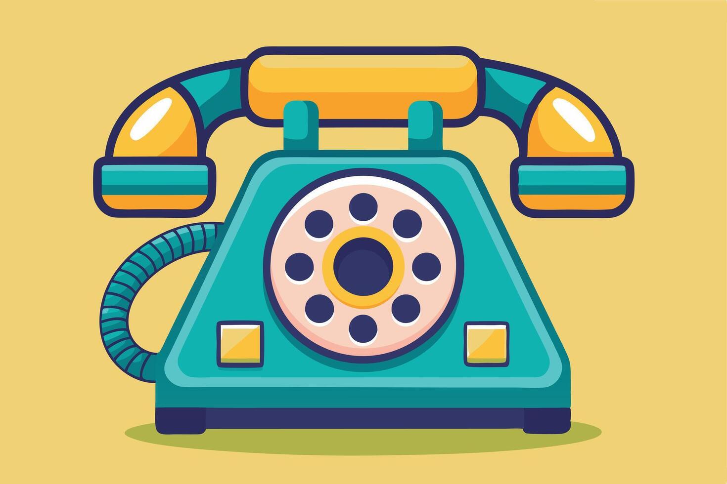 Colorful Flat A Design Illustration of a Retro Rotary Phone vector