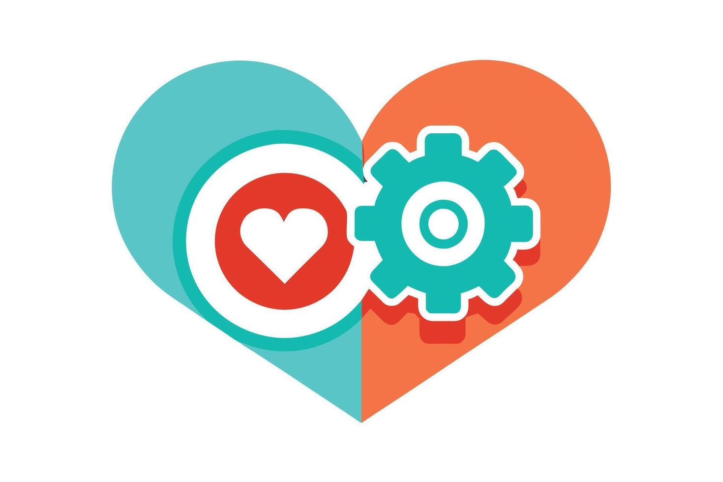 Heart-shaped graphic combining love and efficiency. vector