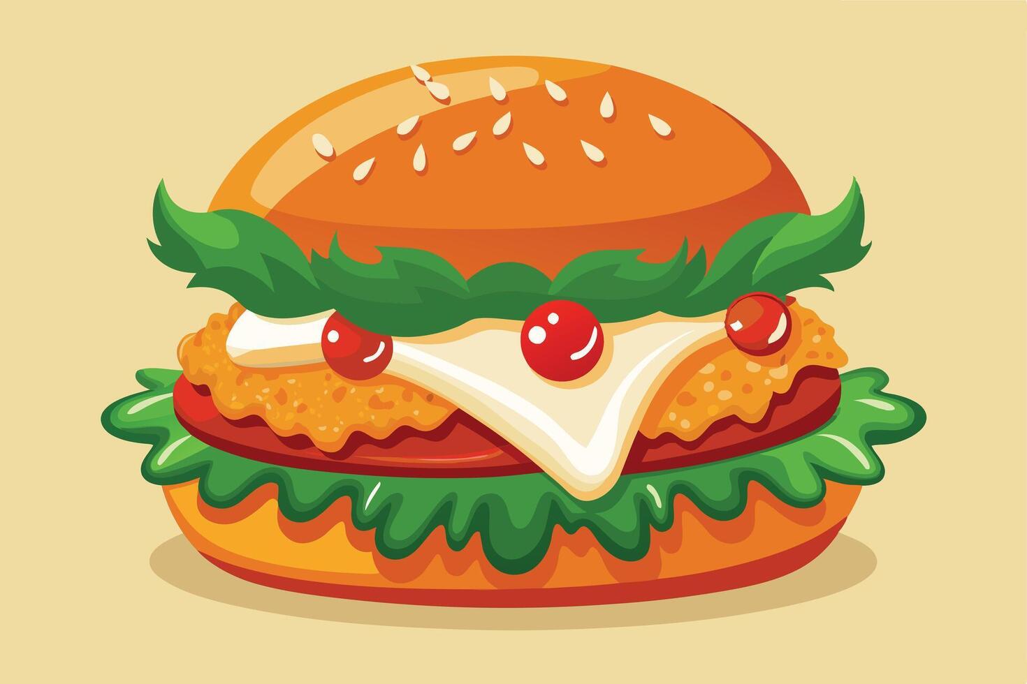 A Delicious Cartoon Chicken Burger Illustration vector