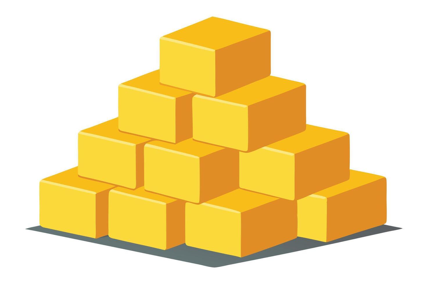 Stacked Gold Yellow Cubes Illustrating Growth or Accumulation vector