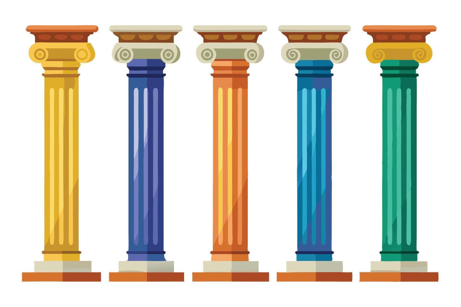 Colorful Classic Columns A Variety of Architectural Styles vector