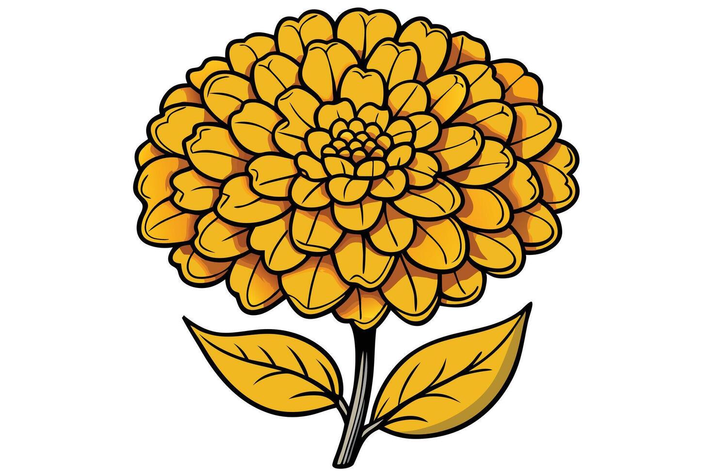Vibrant Yellow Zinnia Flower Design vector