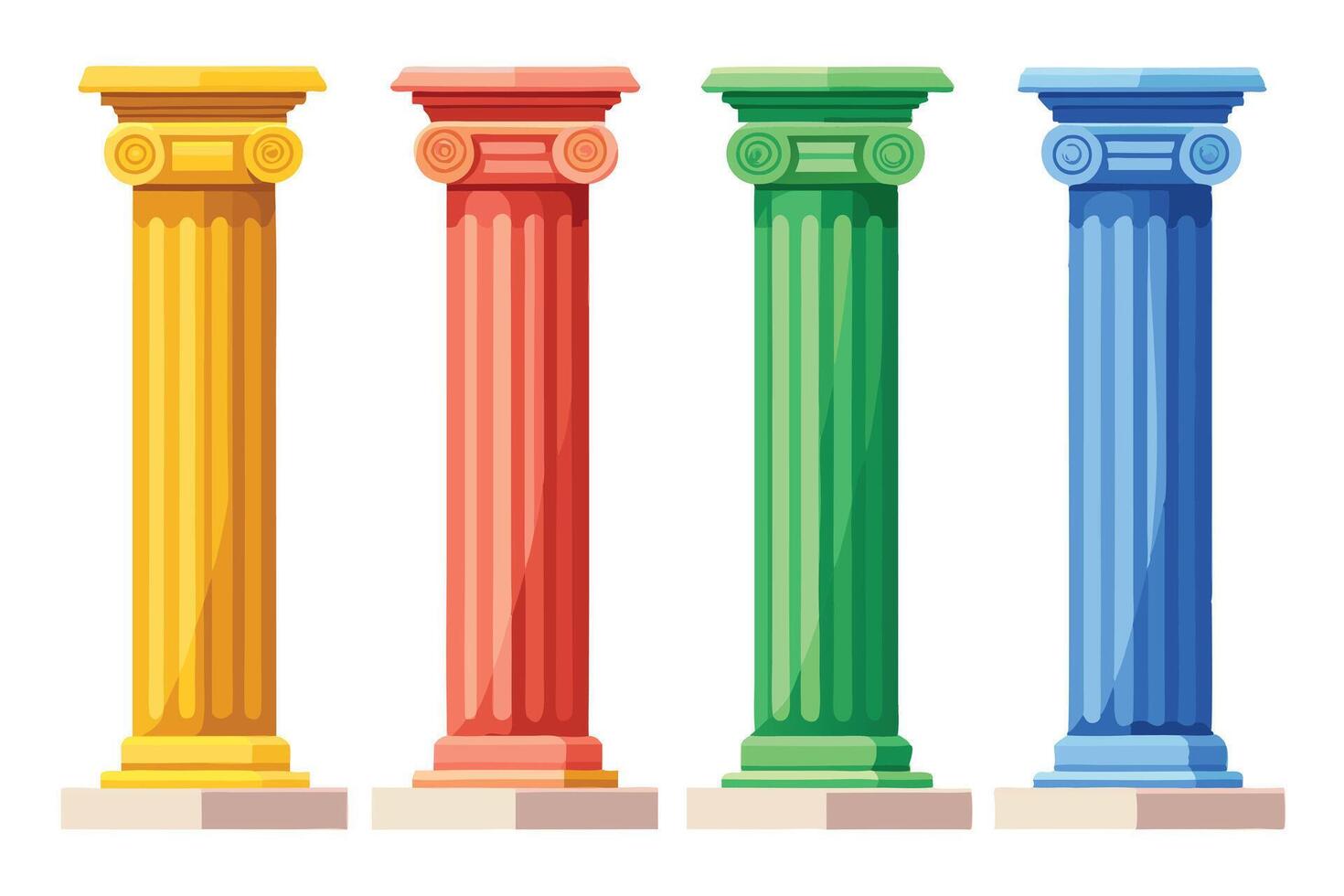 A Colorful Classic Columns A Variety of Architectural Styles vector