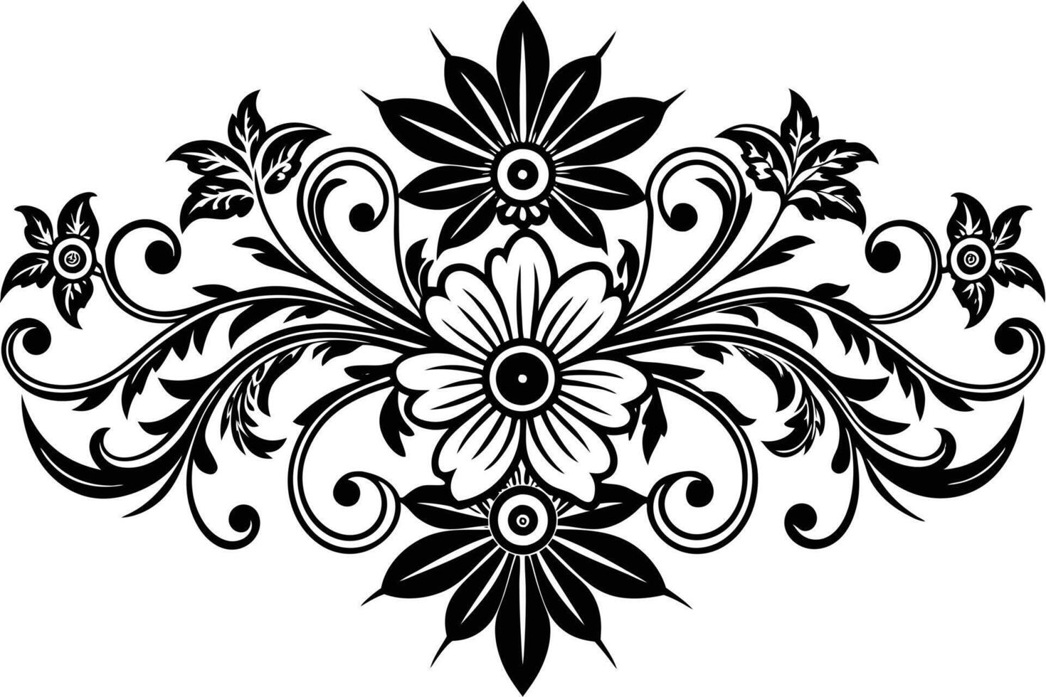 A Ornate Black and White Floral Design for Decorative Use vector