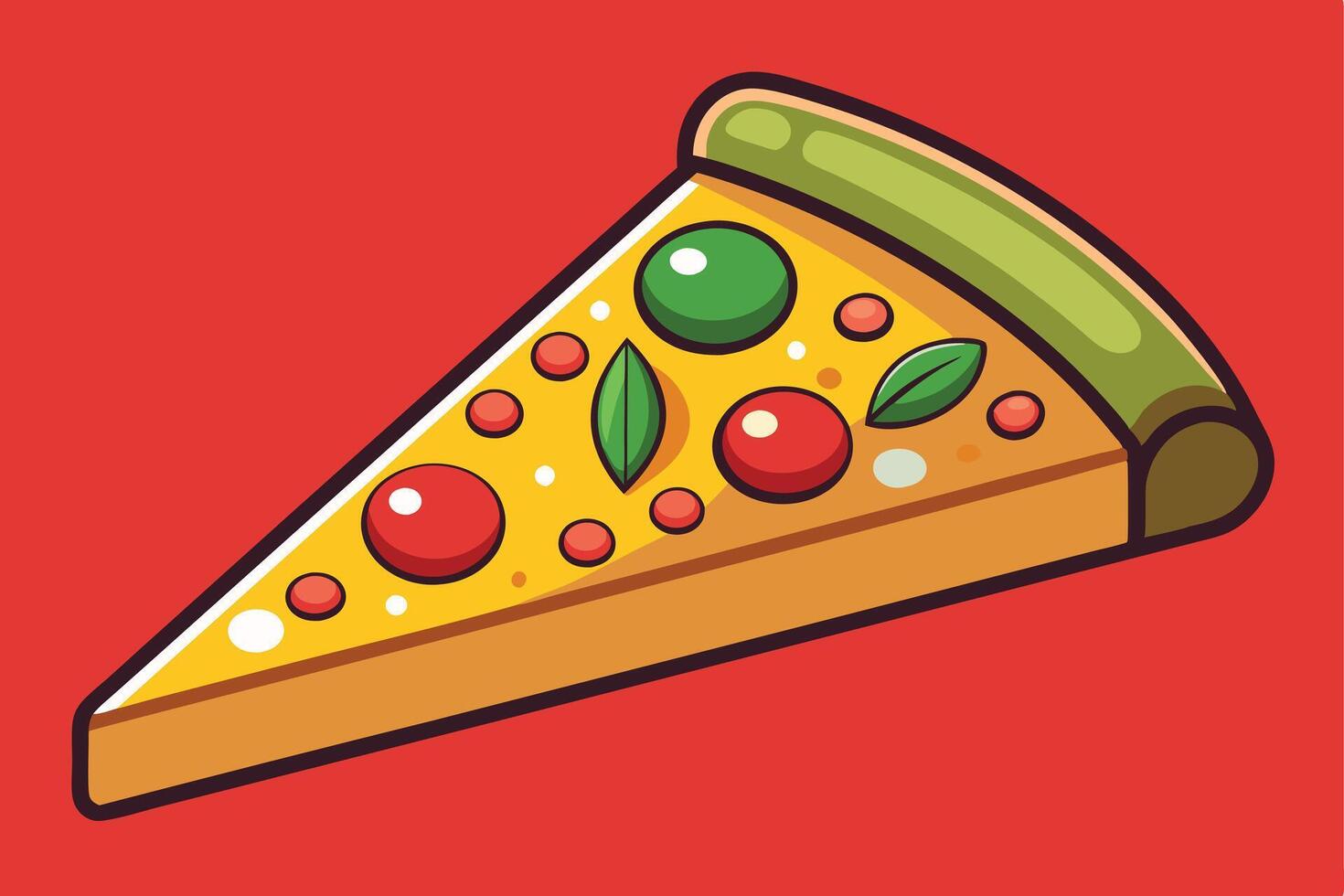 Cartoon Pizza Slice with Toppings vector