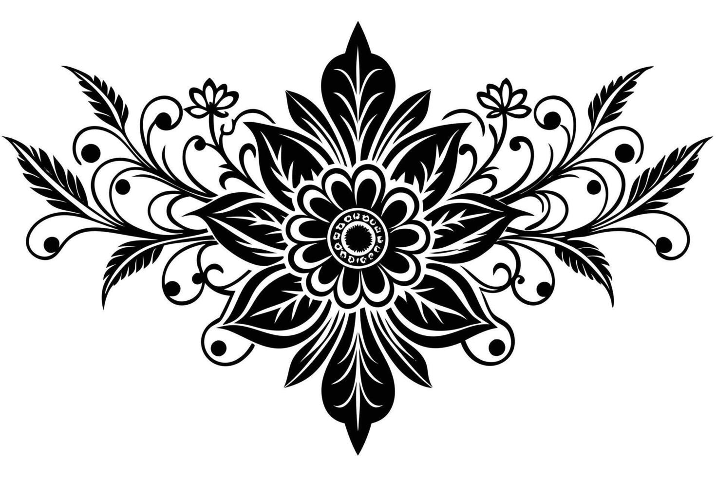 Ornate Black and White Floral Design for Decorative Use vector