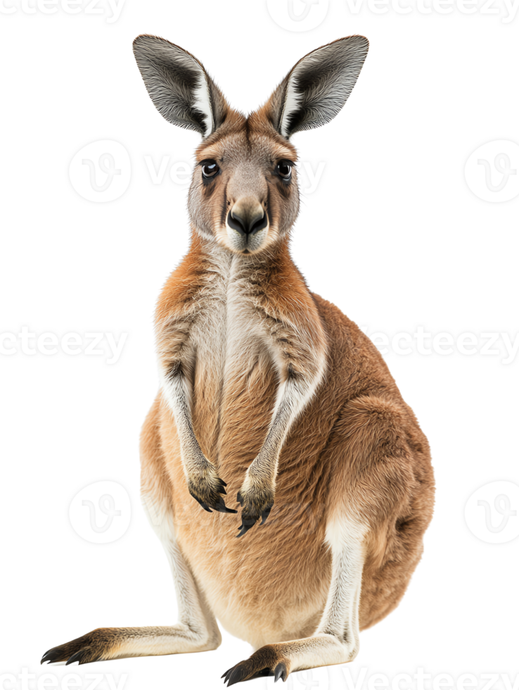 A close-up of a kangaroo posing elegantly, showcasing its features. png